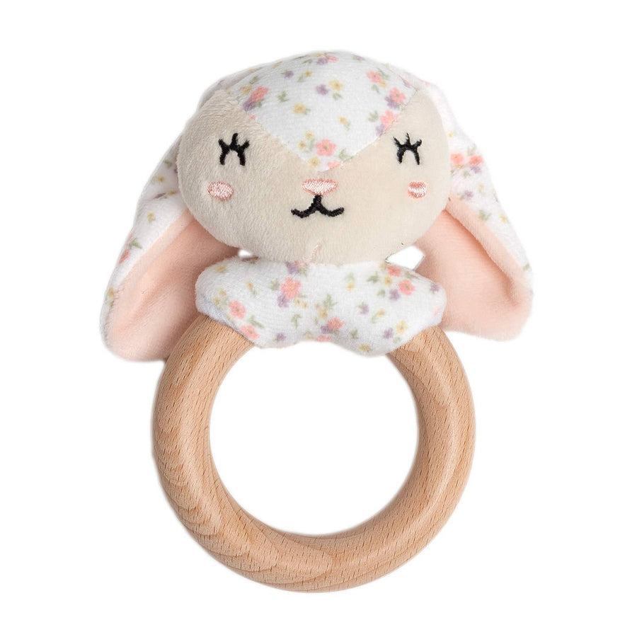 Floral Bunny Wooden and Plush Teether
