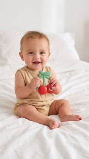 Bitzy Shake Silicone Teether with Rattle - Cherries