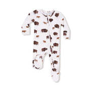 Bamboo Zipper Footie - Bison