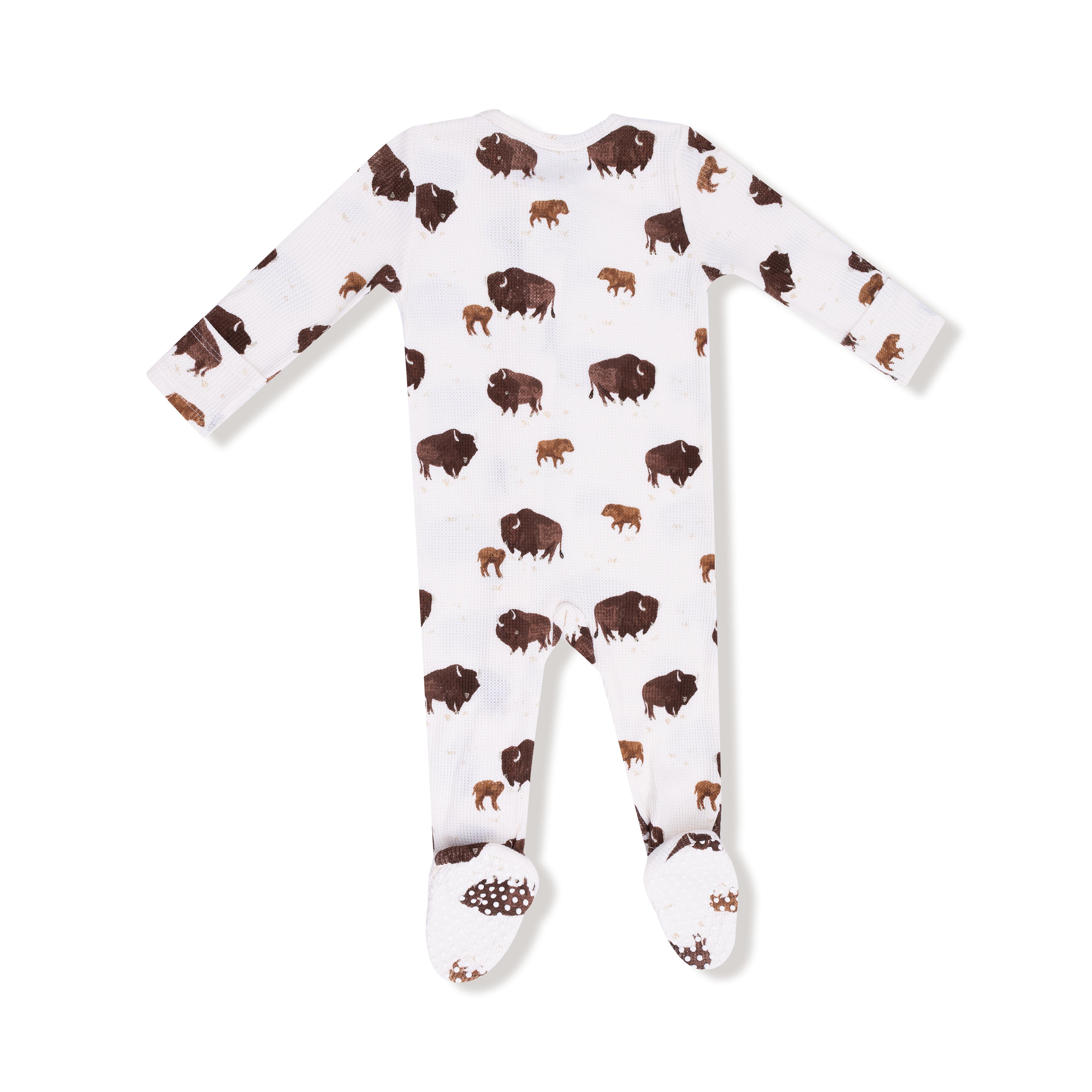 Bamboo Zipper Footie - Bison