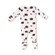 Bamboo Zipper Footie - Bison