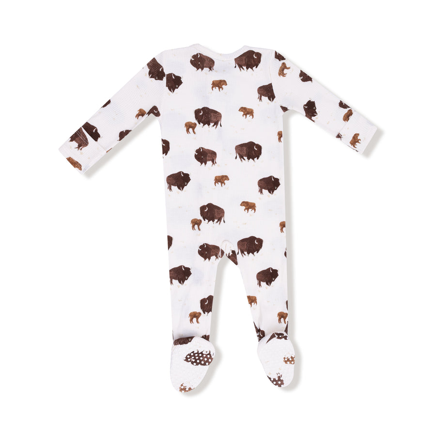Bamboo Zipper Footie - Bison