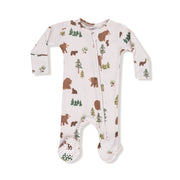 Bamboo Zipper Footie - Sweet Brown Bears