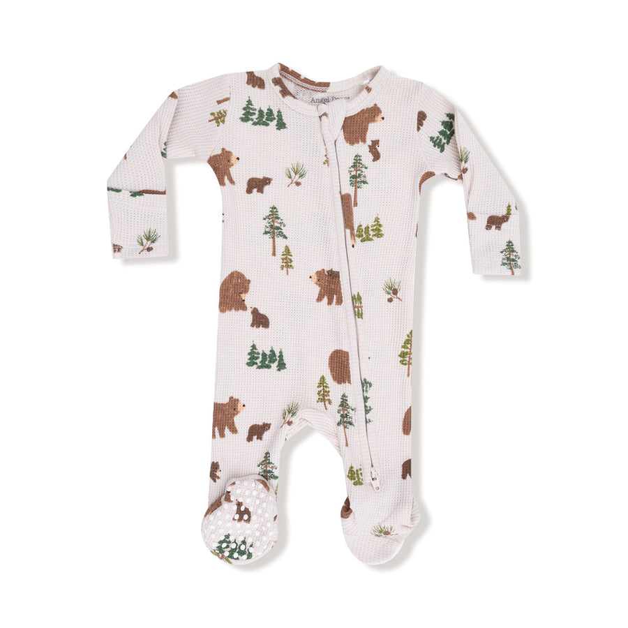 Bamboo Zipper Footie - Sweet Brown Bears