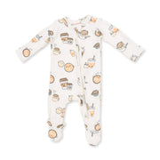 Bamboo Zipper Footie - Love You A Latte