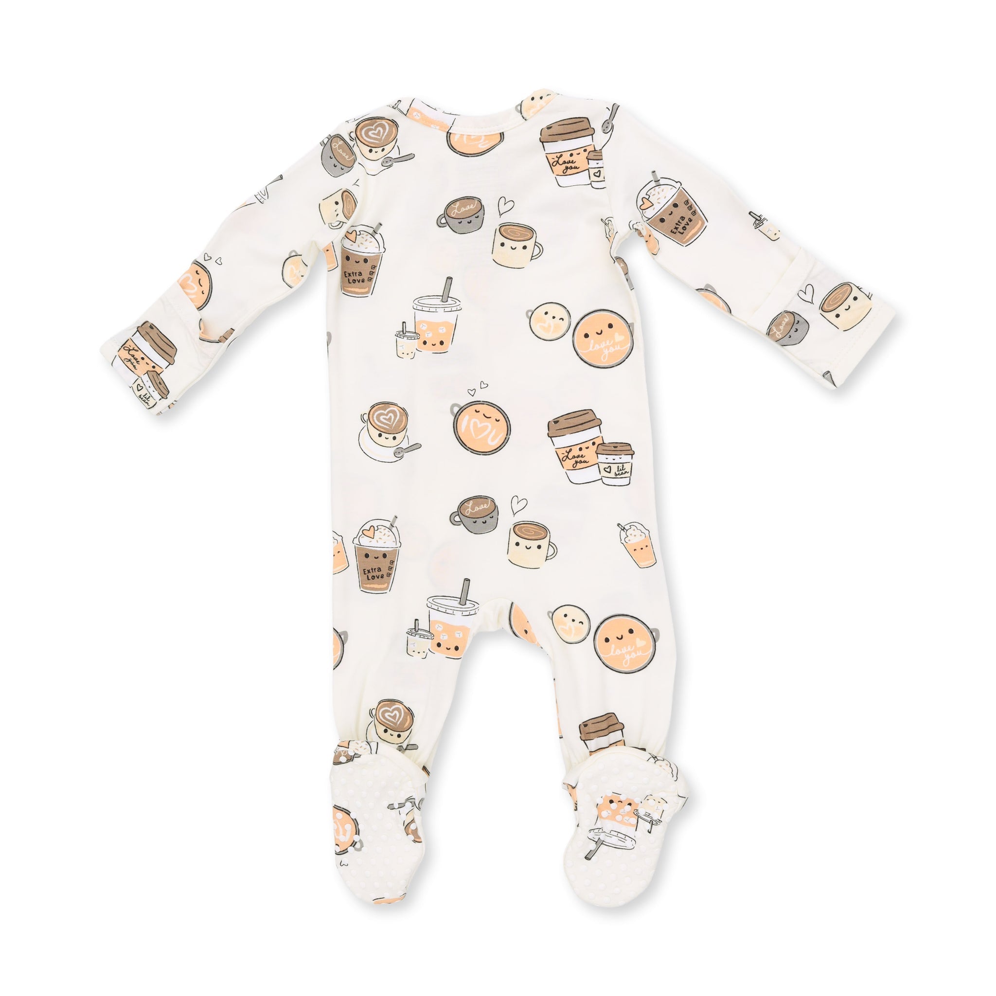 Bamboo Zipper Footie - Love You A Latte