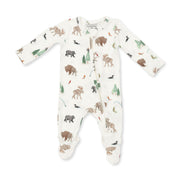 Bamboo Zipper Footie - Northern Woodland Animals