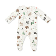 Bamboo Zipper Footie - Northern Woodland Animals