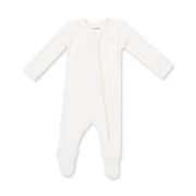 Bamboo Zipper Footie - Solid Snow White