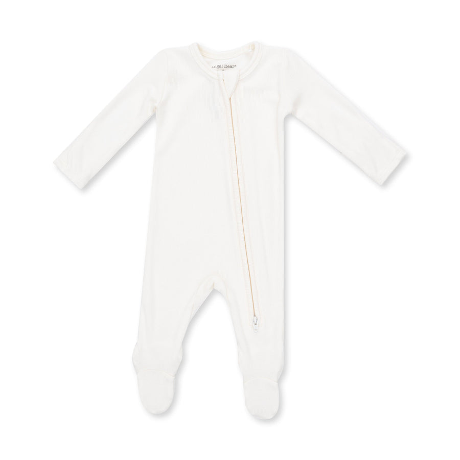 Bamboo Zipper Footie - Solid Snow White