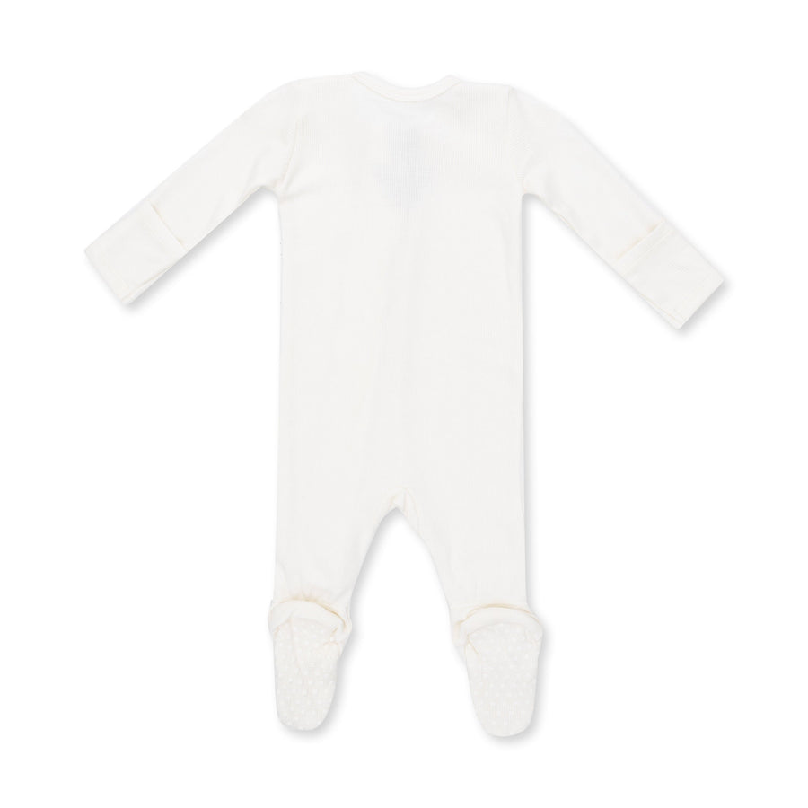 Bamboo Zipper Footie - Solid Snow White