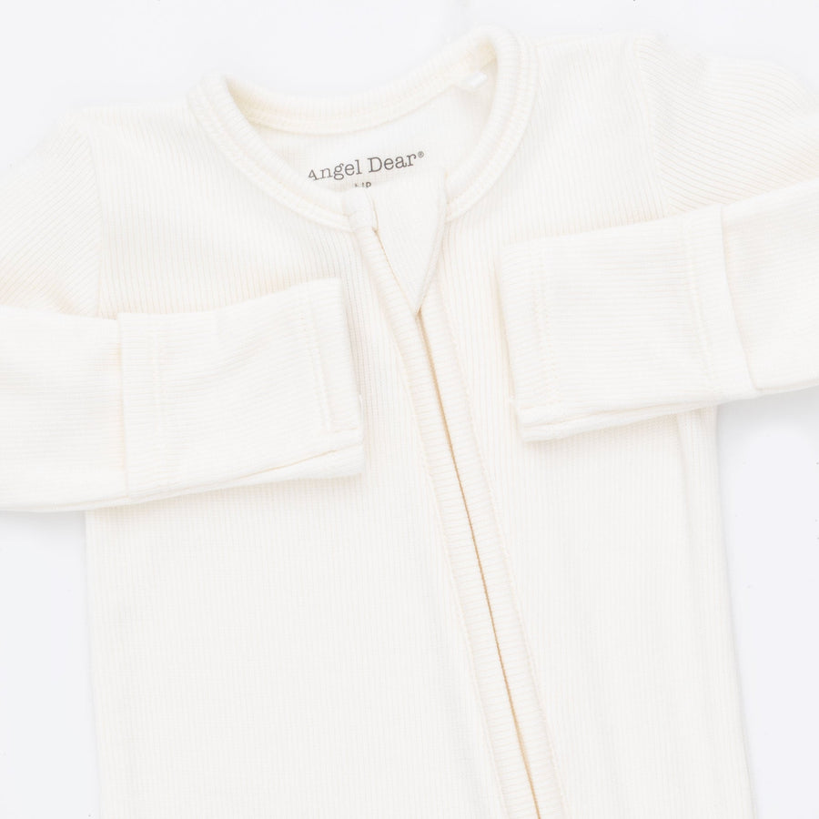Bamboo Zipper Footie - Solid Snow White