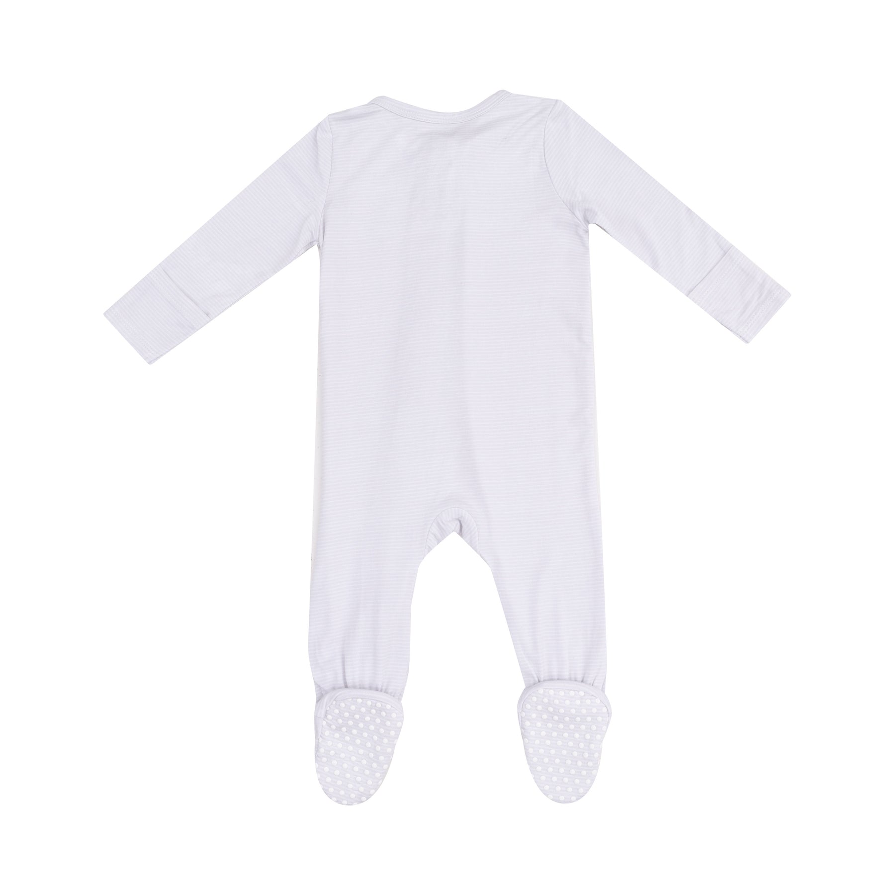 Bamboo Zipper Footie - Stripe Classic Grey