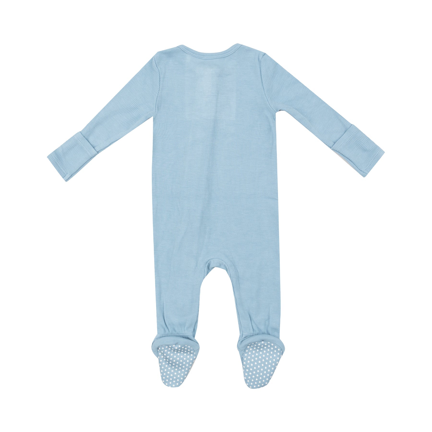 Ribbed Bamboo Zipper Footie - Dream Blue