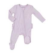 Bamboo Ruffle Back Zipper Footie - Orchid Hush