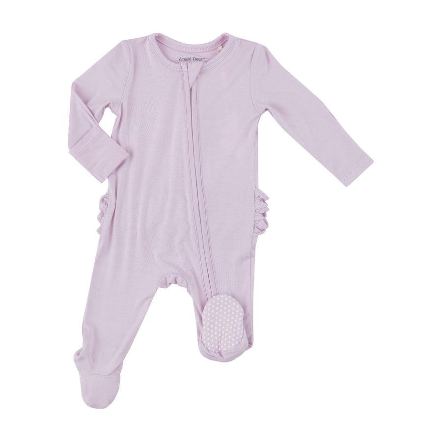Bamboo Ruffle Back Zipper Footie - Orchid Hush