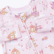 Bamboo Ruffle Back Zipper Footie - Princess Unicorns and Castle