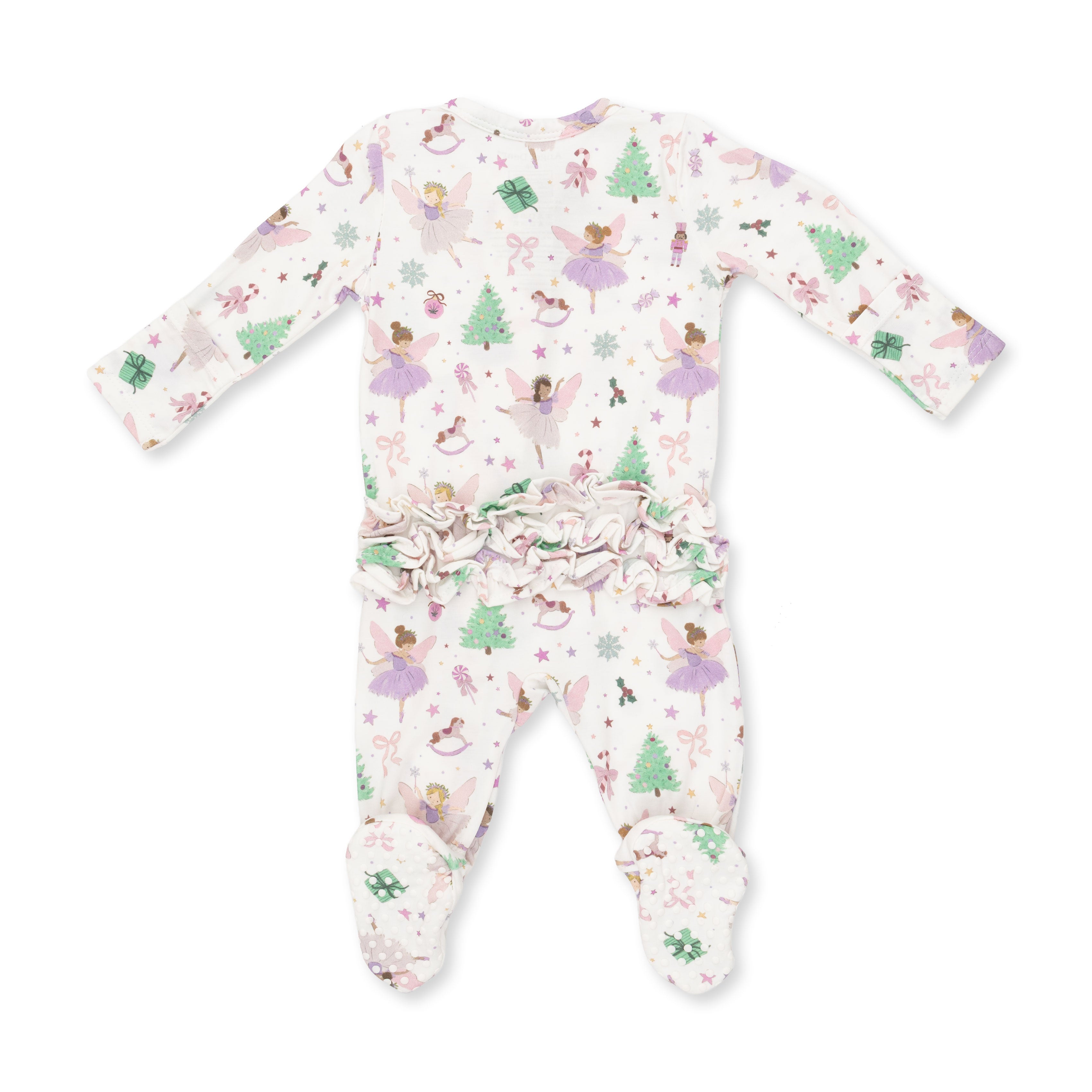 Bamboo Ruffle Back Zipper Footie - Sugar Plum Fairies