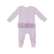 Bamboo Ruffle Back Zipper Footie - Orchid Hush