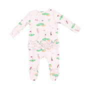 Bamboo Ruffle Back Zipper Footie - Golf Things Pink