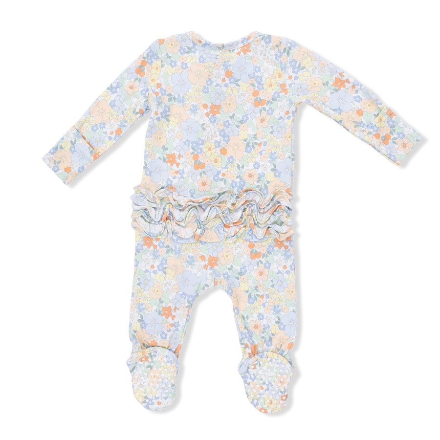 Bamboo Ruffle Back Zipper Footie - Georgia Floral