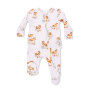 Bamboo Ruffle Back Zipper Footie - Pink Ponies
