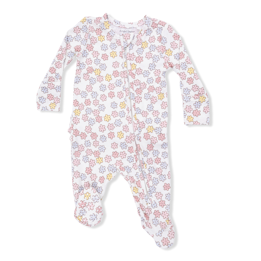 Bamboo Ruffle Back Zipper Footie - Sarah Floral