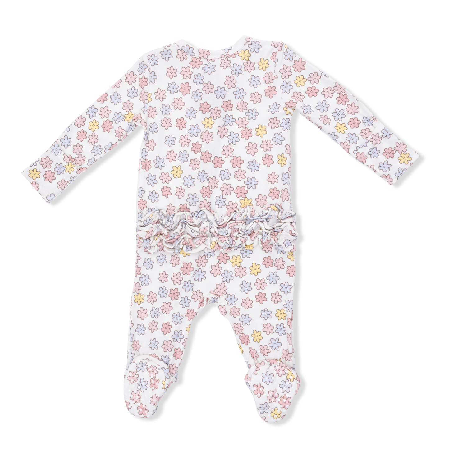 Bamboo Ruffle Back Zipper Footie - Sarah Floral