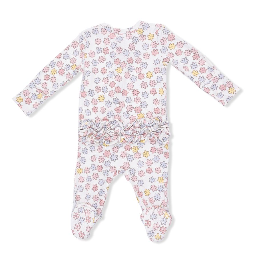 Bamboo Ruffle Back Zipper Footie - Sarah Floral