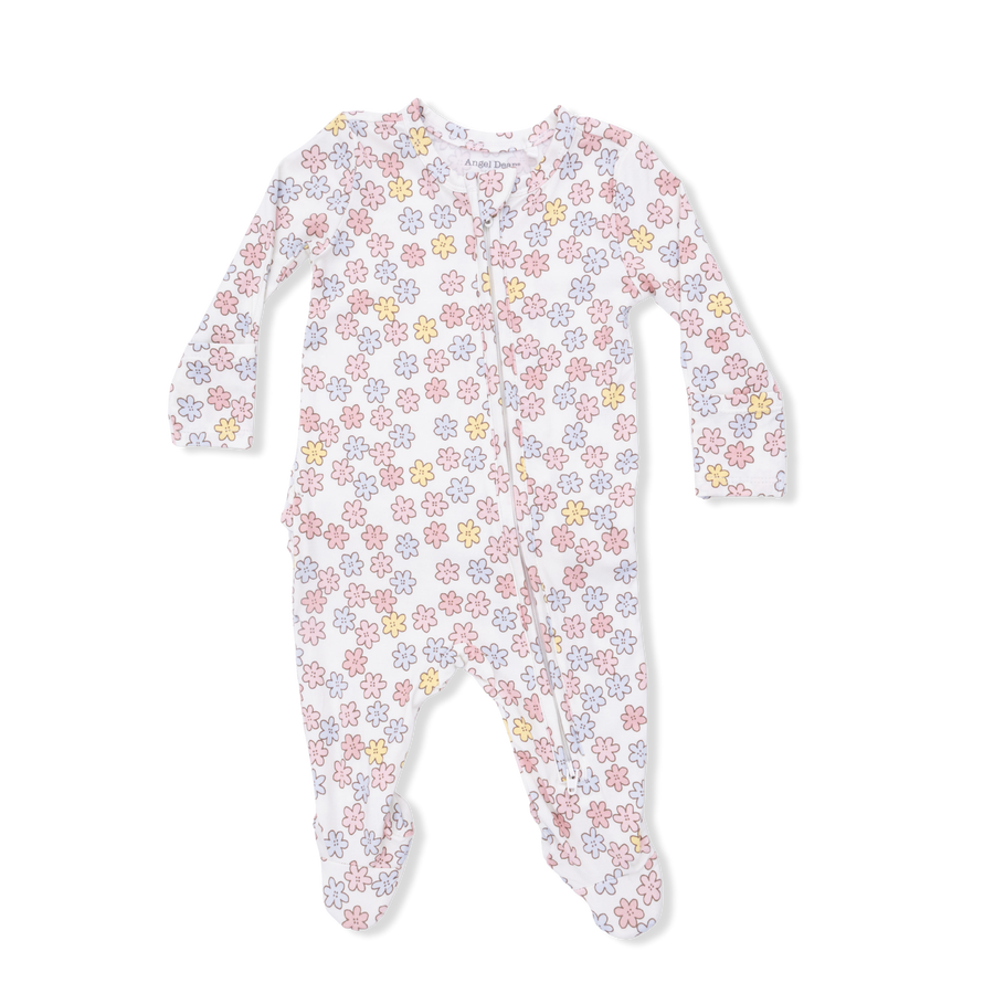 Bamboo Ruffle Back Zipper Footie - Sarah Floral