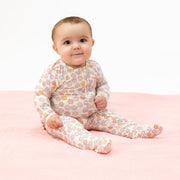 Bamboo Ruffle Back Zipper Footie - Sarah Floral