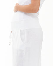 Indi Wide Leg Lenin Pant - White