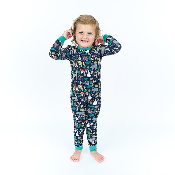 Bamboo Two Piece Long Sleeve Pajamas - Night Forest