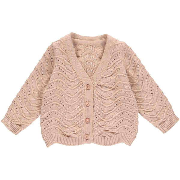 Knit Needle Out Baby Cardigan - Spa Rose