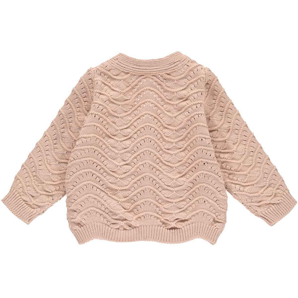 Knit Needle Out Baby Cardigan - Spa Rose