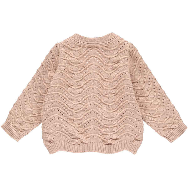 Knit Needle Out Baby Cardigan - Spa Rose