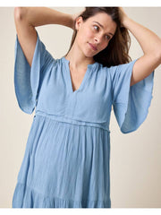 Marlowe Maternity & Nursing Mini Dress - Vintage Blue