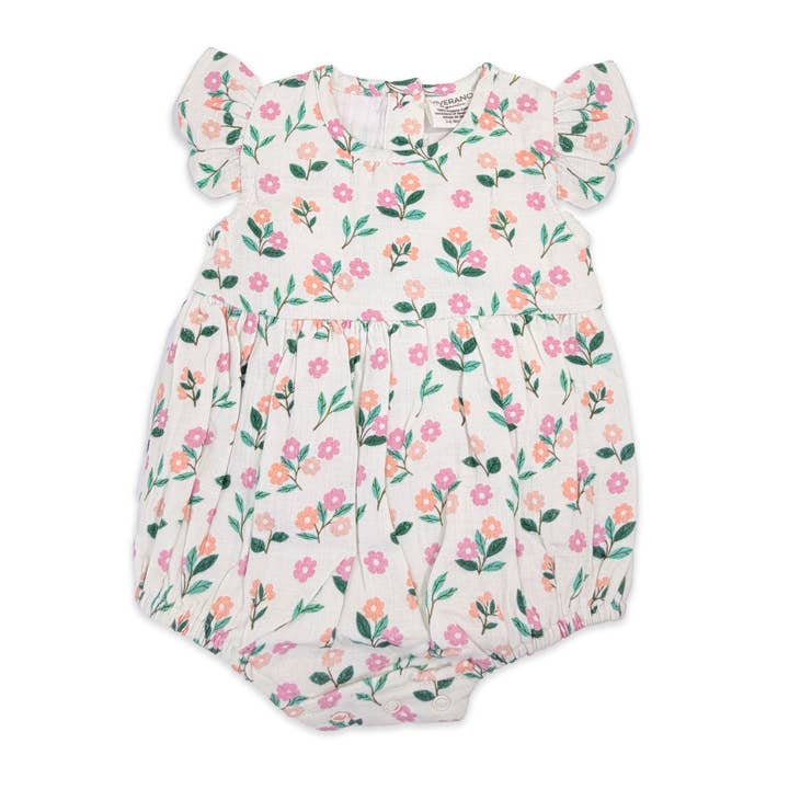 Organic Muslin Bloom Baby Bubble Romper + Headband