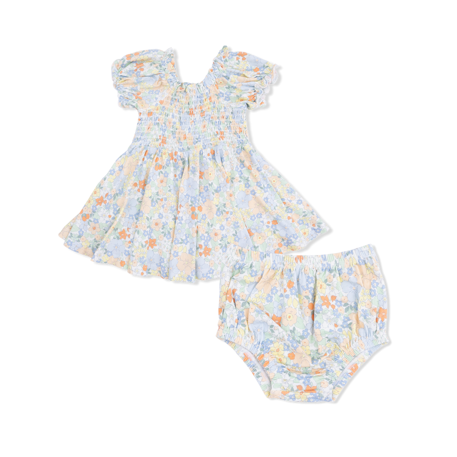 Smocked Twirly Dress with Bloomer - Georgia Floral