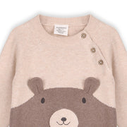 Cuddly Bear Embroidered Knit Jumpsuit