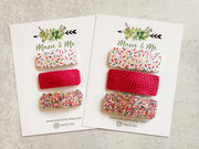 Set of 3 Snap Clips - Party Glitter