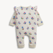 Organic Cotton French Terry Romper - Floral Ivory