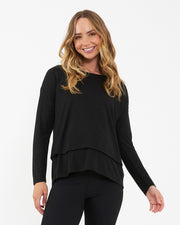 Jazmin Long Sleeve Nursing Top - Black