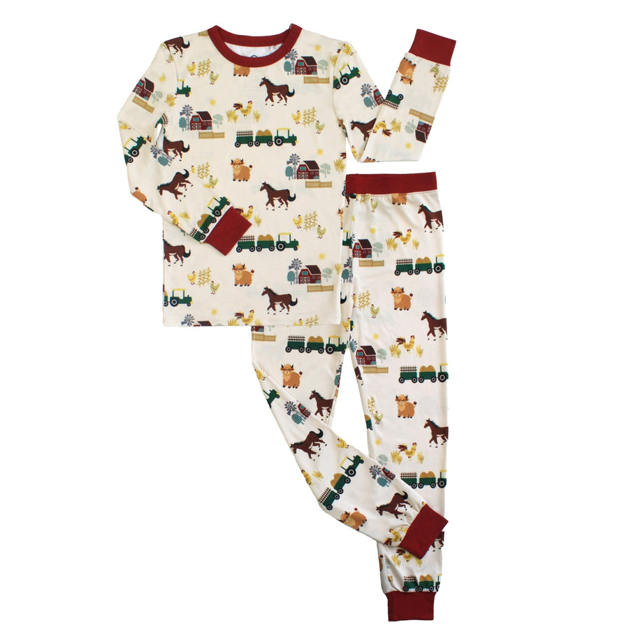 Bamboo Two Piece Long Sleeve Pajamas - On the Farm