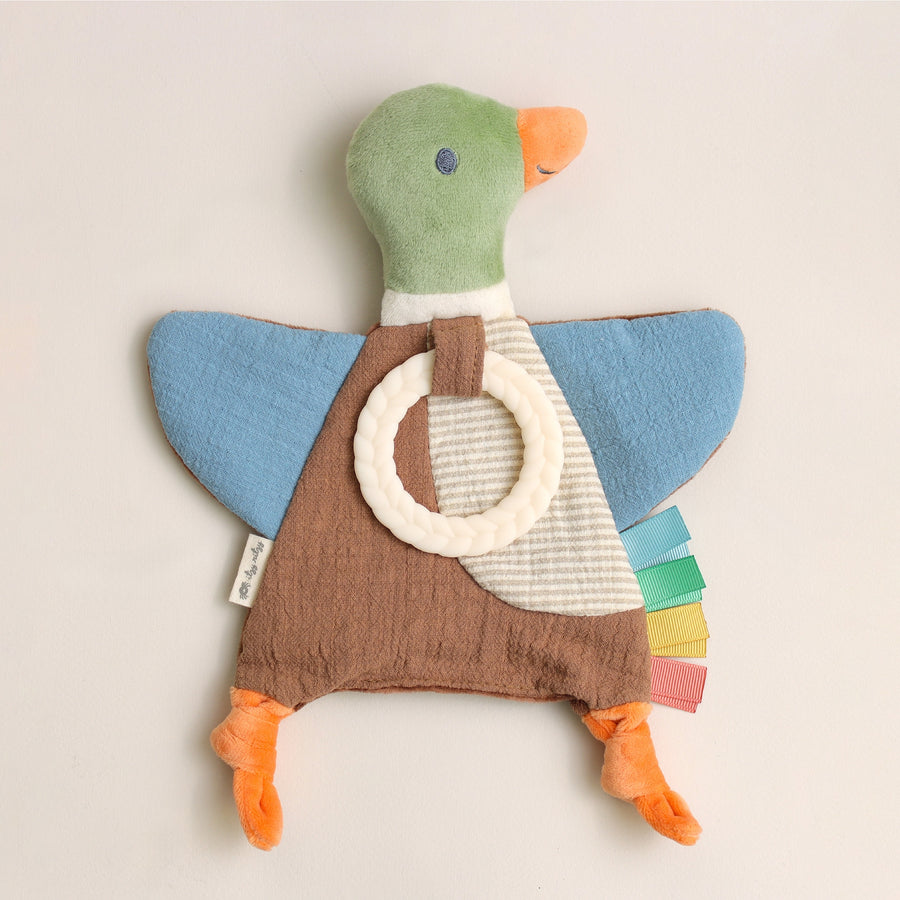 Bitzy Crinkle Sensory Toy with Teether - Mallard Duck