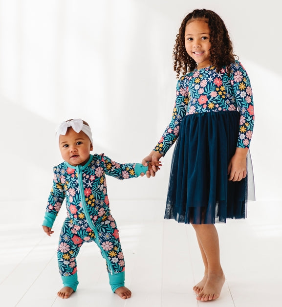 Bamboo + Tulle Dress - Navy Floral - Maren