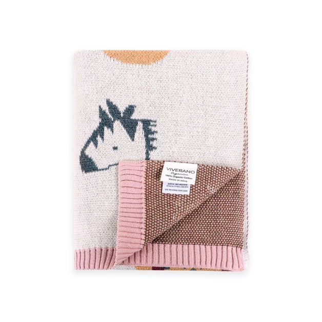 Organic Jacquard Sweater Knit Baby Blanket - Alphabet Blush