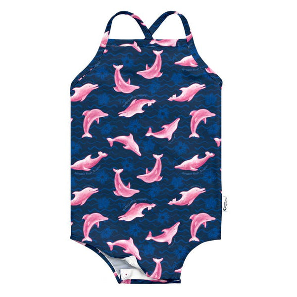 Easy-Change Eco Swimsuit - Navy River Dolphin