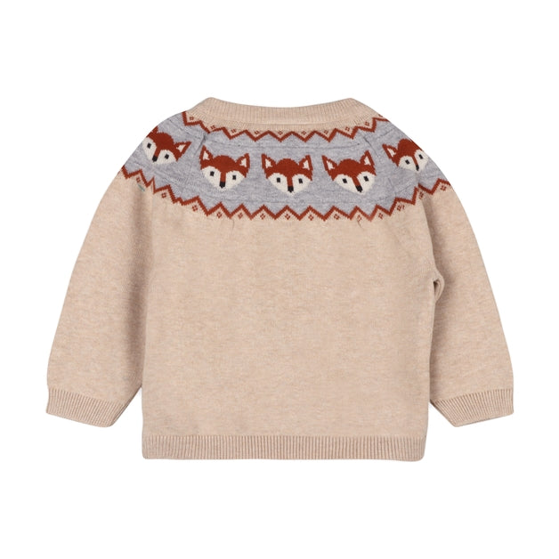 Fox Fair Isle Knit Sweater Organic Cotton Pullover