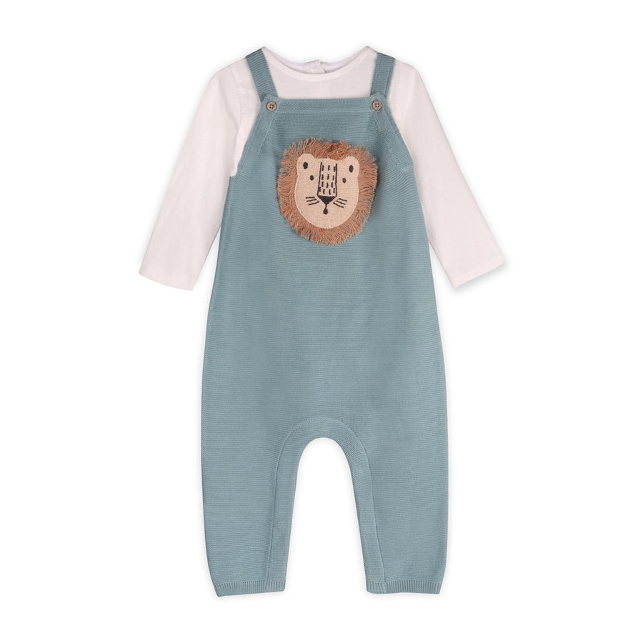 Lion Applique Sweater Knit Baby Overall Set
